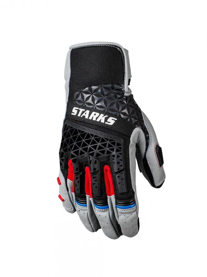 STARKS Мотоперчатки CENTAVR (кожа) ЧЕРНЫЙ/СЕРЫЙ/HI-VIZ муж.