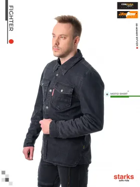 EF56 Моторубашка джинсовая FIGHTER муж. CORDURA DENIM Чёрный (BK)