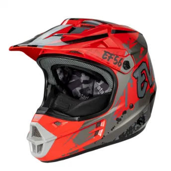 EF56 Шлем Base MX Красный-Серый глянец ABS