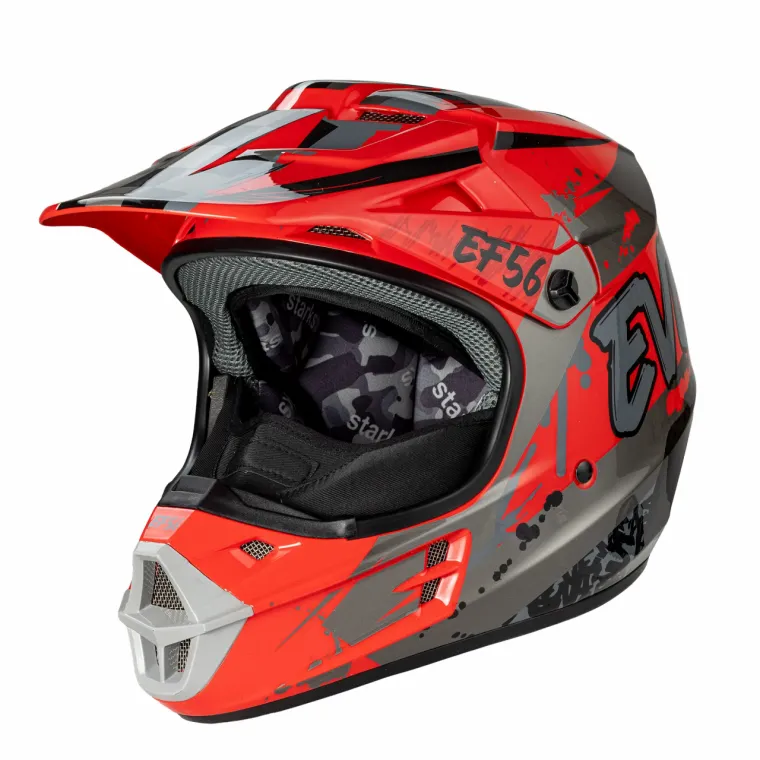 EF56 Шлем Base MX Красный-Серый глянец ABS