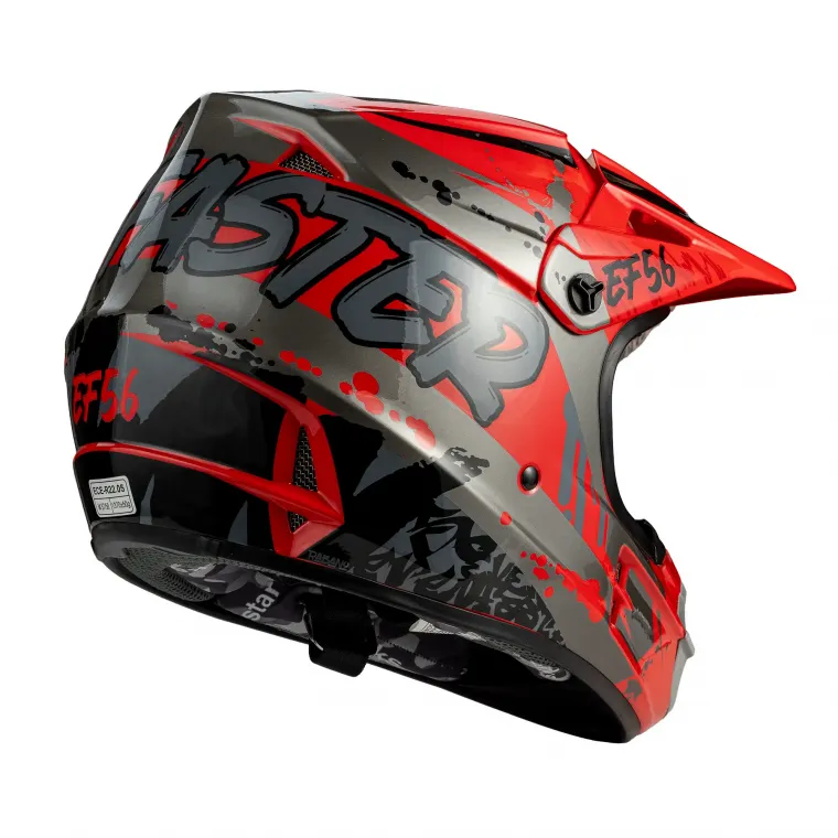 EF56 Шлем Base MX Красный-Серый глянец ABS