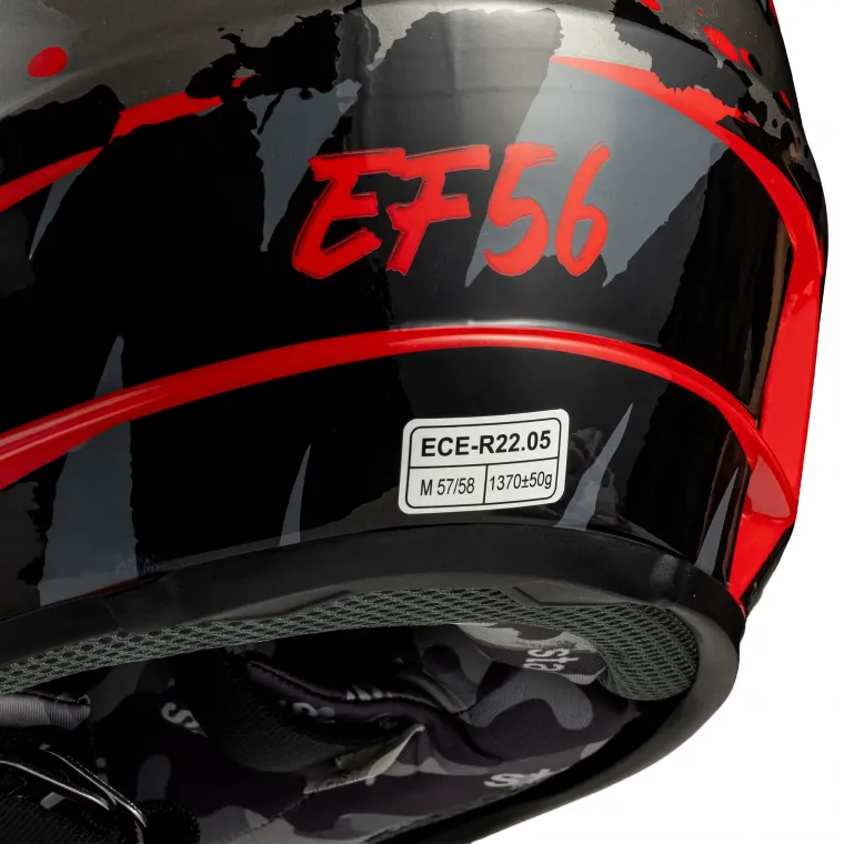 EF56 Шлем Base MX Красный-Серый глянец ABS