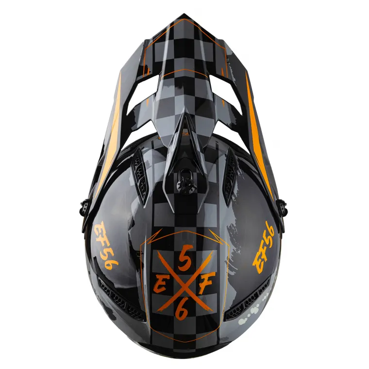 EF56 Шлем тип MX322 Fastline Air Черный/Оранжевый глянец ABS