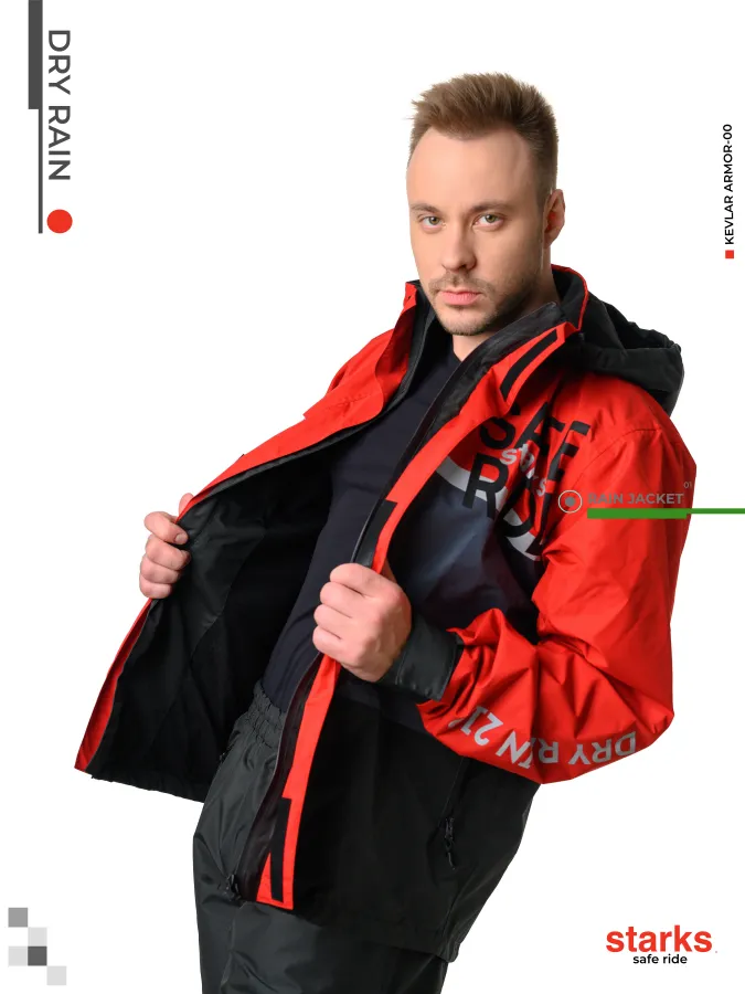 STARKS Дождевая куртка мужская Dry Rain DR 219  Красный